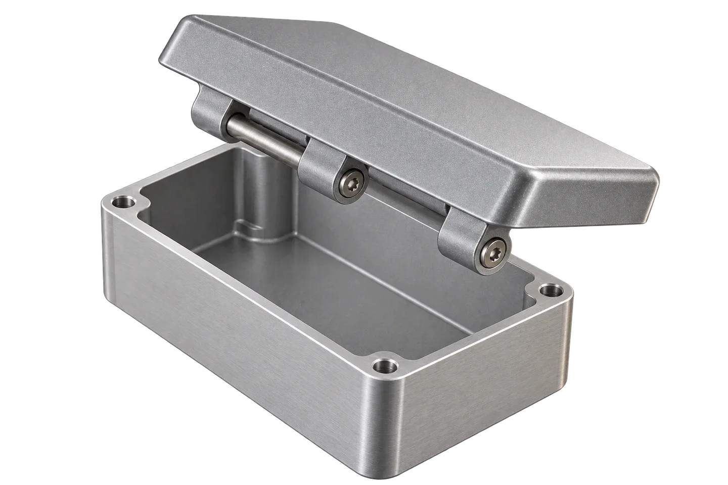 Semi Gloss Silver coating on enclosure hinge & cover — illustrative PTFE-100X application